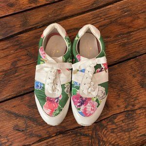 Kate Space Flower-print Leather Shoes Size 9